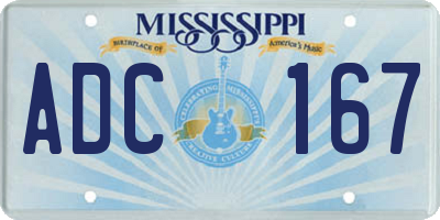 MS license plate ADC167