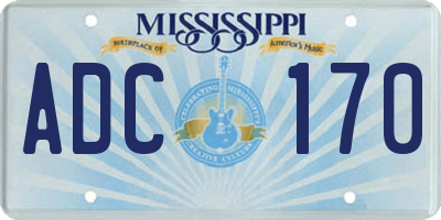 MS license plate ADC170