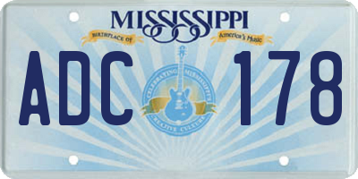 MS license plate ADC178