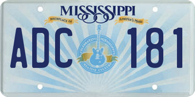 MS license plate ADC181