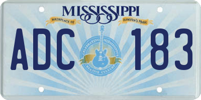 MS license plate ADC183
