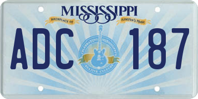 MS license plate ADC187