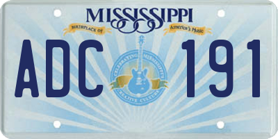 MS license plate ADC191