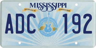 MS license plate ADC192