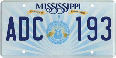 MS license plate ADC193