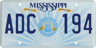 MS license plate ADC194