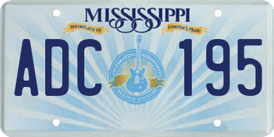 MS license plate ADC195