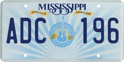 MS license plate ADC196
