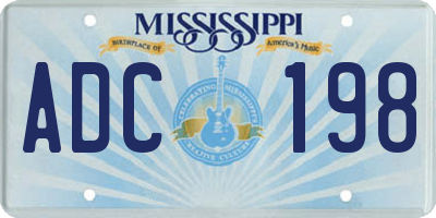 MS license plate ADC198