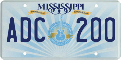 MS license plate ADC200