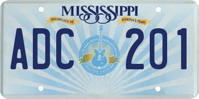 MS license plate ADC201
