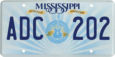 MS license plate ADC202