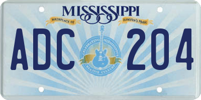 MS license plate ADC204