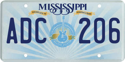 MS license plate ADC206