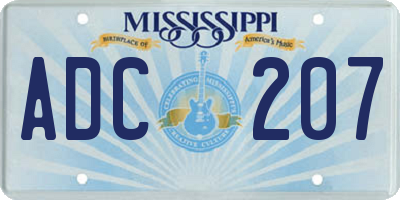 MS license plate ADC207