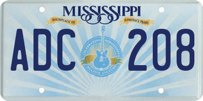MS license plate ADC208
