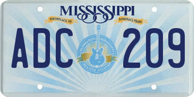 MS license plate ADC209