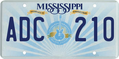 MS license plate ADC210