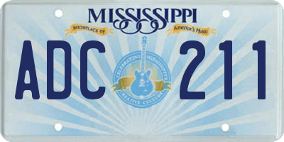 MS license plate ADC211