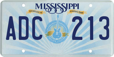 MS license plate ADC213