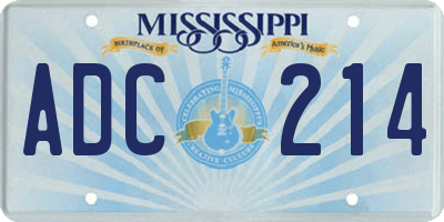 MS license plate ADC214