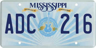 MS license plate ADC216
