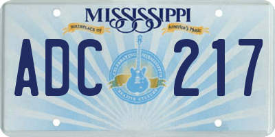 MS license plate ADC217