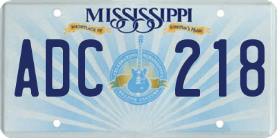MS license plate ADC218