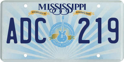 MS license plate ADC219