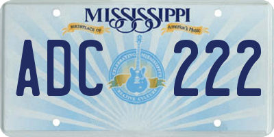MS license plate ADC222