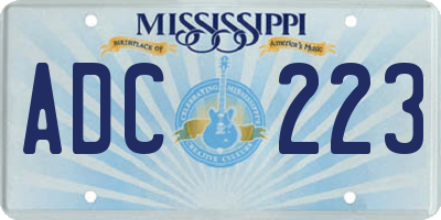 MS license plate ADC223