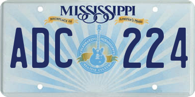 MS license plate ADC224