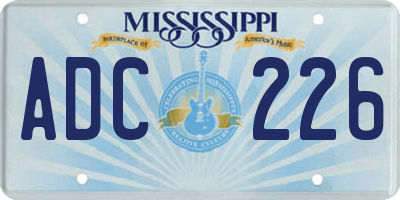 MS license plate ADC226