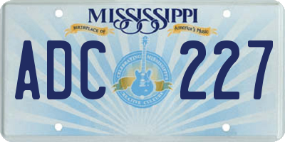 MS license plate ADC227