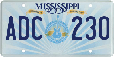 MS license plate ADC230