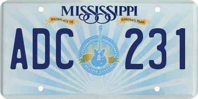 MS license plate ADC231