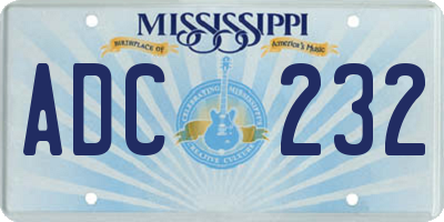 MS license plate ADC232