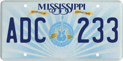 MS license plate ADC233