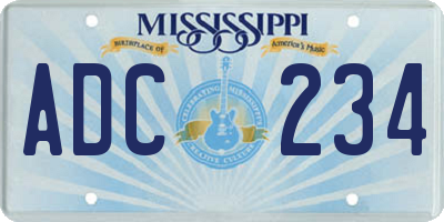 MS license plate ADC234