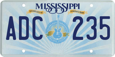MS license plate ADC235