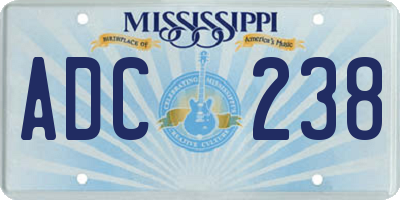 MS license plate ADC238