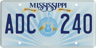 MS license plate ADC240