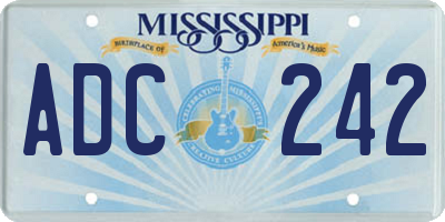 MS license plate ADC242