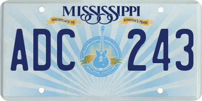 MS license plate ADC243