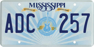 MS license plate ADC257