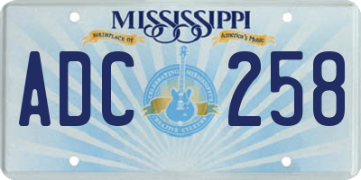 MS license plate ADC258