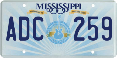 MS license plate ADC259