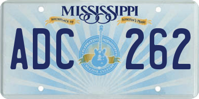 MS license plate ADC262