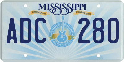 MS license plate ADC280