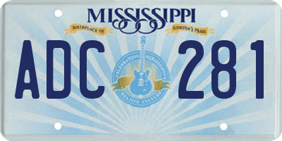 MS license plate ADC281